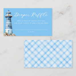 Nautical Lighthouse Diaper Raffle Ticket - Blau Begleitkarte