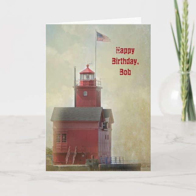 Nautical Lighthouse Geburtstag Karte (Vorderseite)