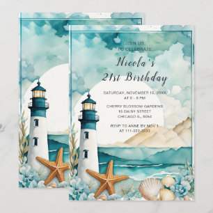 Nautical Lighthouse Geburtstagsparty Einladung