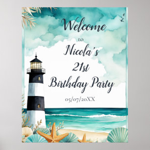 Nautical Lighthouse Geburtstagsparty Poster