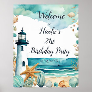 Nautical Lighthouse Geburtstagsparty Poster