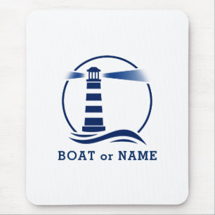 Nautical Lighthouse Ihr Schiff oder Name Blau Mousepad