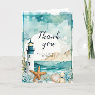 Nautical Lighthouse Kinderdusche Dankeskarte