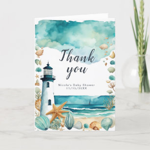 Nautical Lighthouse Kinderdusche Dankeskarte