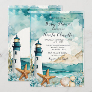 Nautical Lighthouse Kinderdusche Einladung
