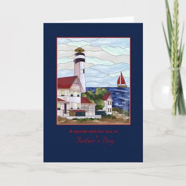 Nautical Lighthouse Outdoor Scene - Vatertag Karte (Vorderseite)