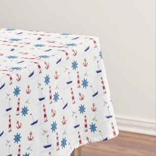 Nautical Lighthouse Sailboat Ocean Rectangle Tischdecke