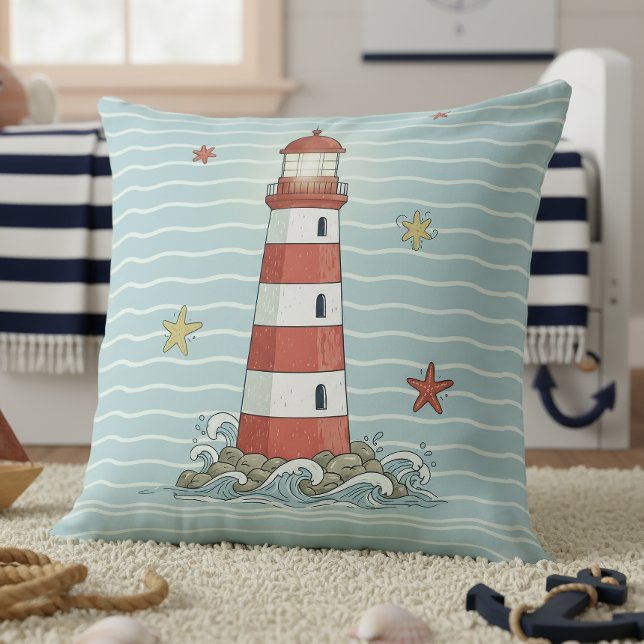 Nautical Lighthouse & Starfish ID1249 Kissen (Von Creator hochgeladen)