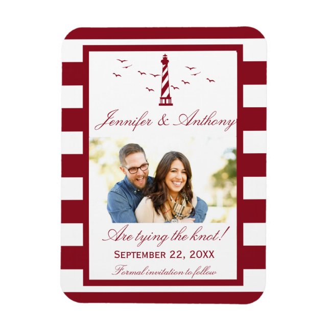 Nautical Lighthouse Wedding Foto Magnet (Vertikal)