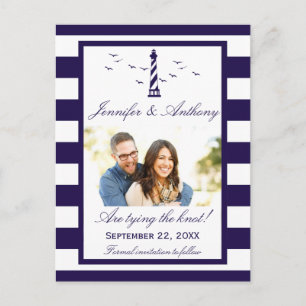Nautical Lighthouse Wedding Foto Save the Date Ankündigungspostkarte