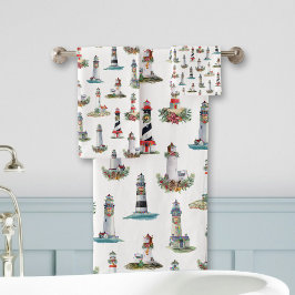 Nautical Ligthhouse Coastal Weihnachten Badhandtuch Set