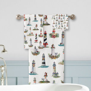 Nautical Ligthhouse Coastal Weihnachten Badhandtuch Set