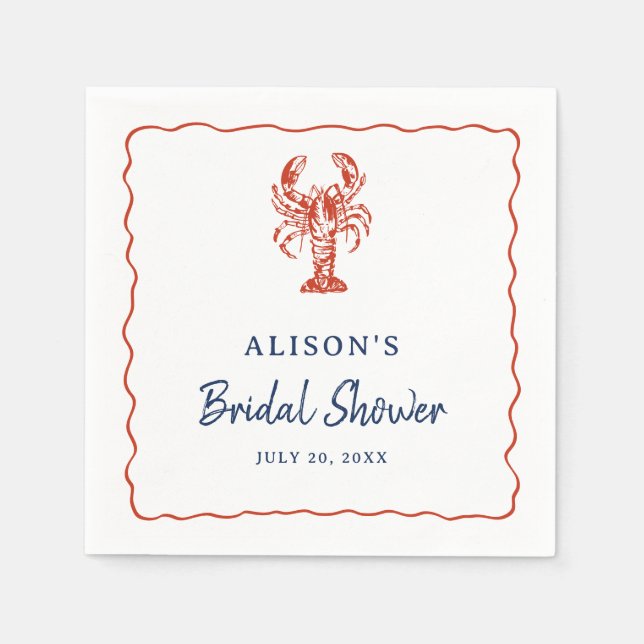 Nautical Lobster Coastal Bridal Shower  Serviette (Vorderseite)