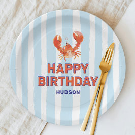 Nautical Lobster Kinder Happy Birthday Pappteller
