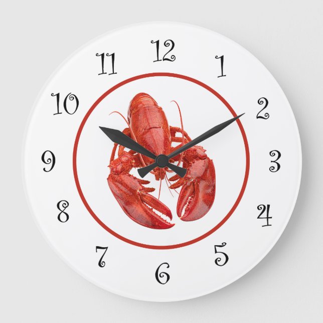 Nautical Lobster Theme Wall Decor  Große Wanduhr (Vorderseite)