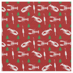 Nautical Lobsters and Buoys Christmas Pattern Stoff