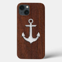 Nautical Mahogany Anchor Steel