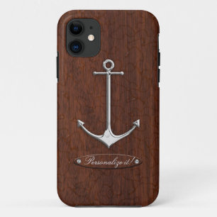 Nautical Mahogany Anchor Steel Case-Mate iPhone Hülle
