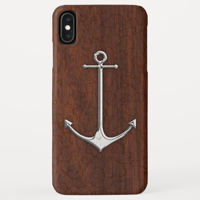 Nautical Mahogany Anchor Steel Case-Mate iPhone Hülle (Rückseite)