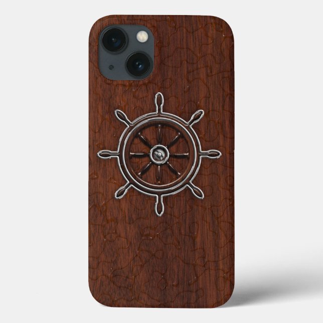 Nautical Mahogany Anchor Steel Case-Mate iPhone Hülle (Rückseite)