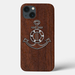Nautical Mahogany Anchor Steel Case-Mate iPhone Hülle