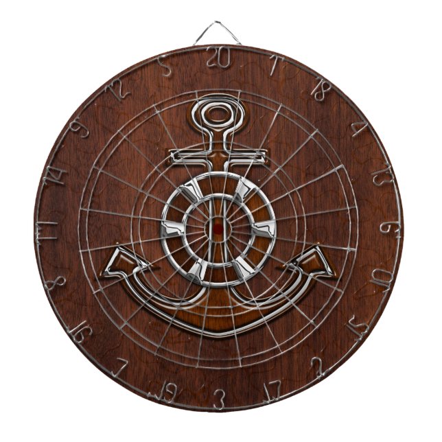 Nautical Mahogany Anchor Steel Decor Dartscheibe (vorne)