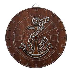 Nautical Mahogany Anchor Steel Decor Dartscheibe