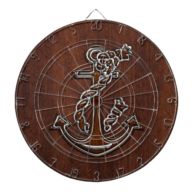 Nautical Mahogany Anchor Steel Decor Dartscheibe (vorne)