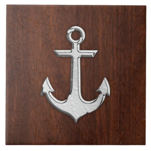 Nautical Mahogany Anchor Steel Decor Fliese