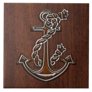 Nautical Mahogany Anchor Steel Decor Fliese