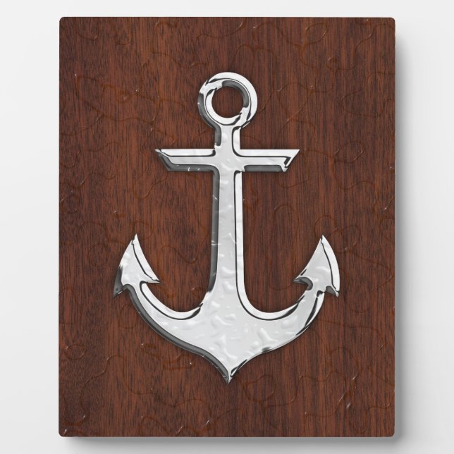 Nautical Mahogany Anchor Steel Fotoplatte (Vorderseite)