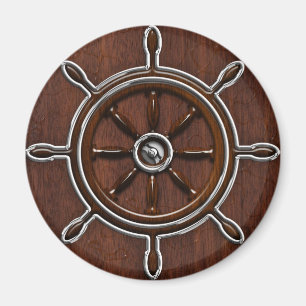 Nautical Mahogany Nautical Wheel Magnet