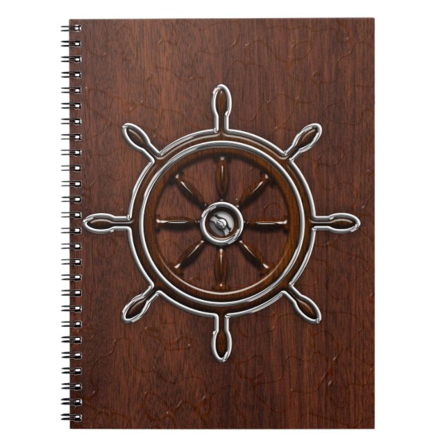 Nautical Mahogany Nautical Wheel Notizblock (Vorderseite)