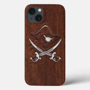 Nautical Mahogany Pirate Skull Steel Case-Mate iPhone Hülle