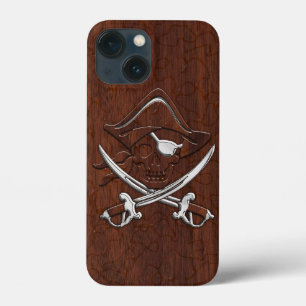 Nautical Mahogany Pirate Skull Steel Case-Mate iPhone Hülle
