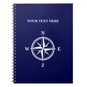 Nautical Marine Blue & White Wind Rose Kompass Sta Notizblock