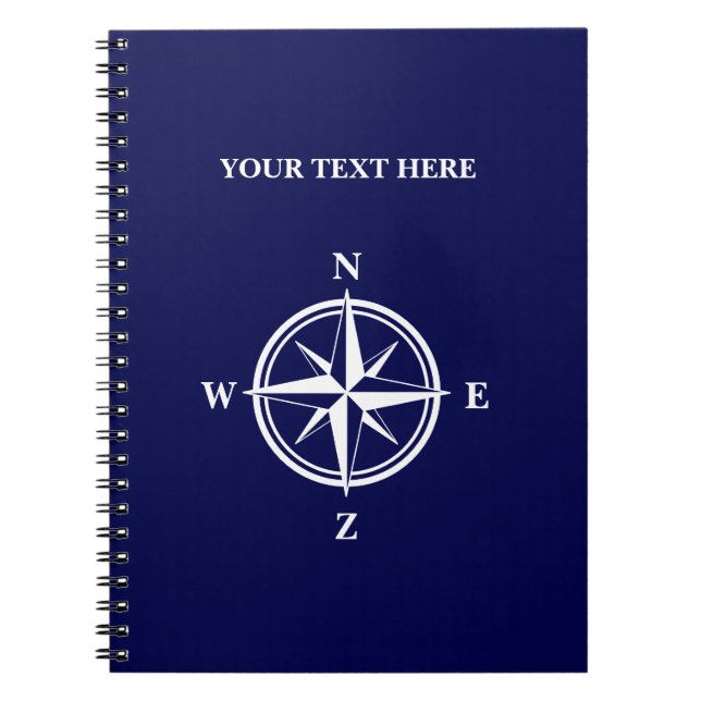 Nautical Marine Blue & White Wind Rose Kompass Sta Notizblock (Vorderseite)