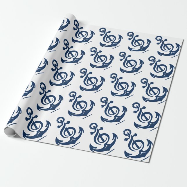 Nautical Melody Anchor Geschenkpapier (Ungerollt)