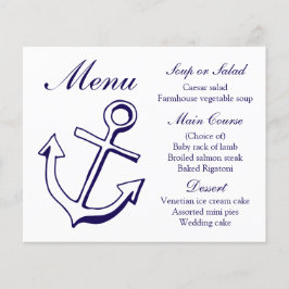 Nautical Menu Ship Anchor Navy Blue Wedding