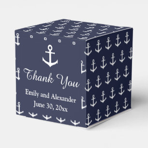 Nautical Midnight Blue mit weißen Ankern Geschenkschachtel