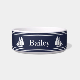 Nautical Midnight Blue und White Segelboote Hausti Napf