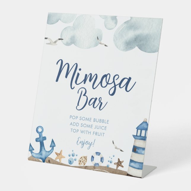Nautical Mimosa Bar Baby Duschzeichen Sockelschild (Vorderseite)