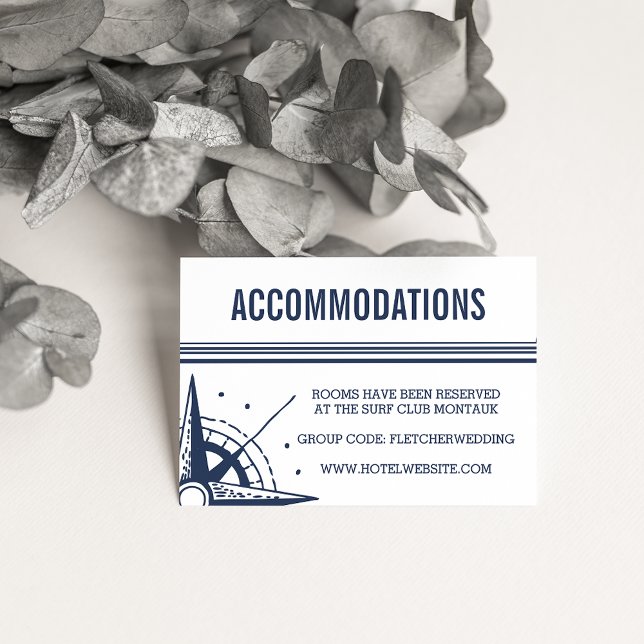 Nautical Modern Wedding Hotel Accommodations Cards Begleitkarte (Von Creator hochgeladen)