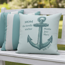 Nautical Mom Family Anchor Sea Green Heritage Kissen