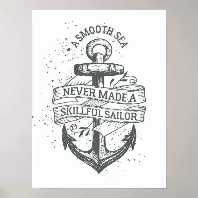 Nautical motivierend Sailer Zitat Poster (Vorne)