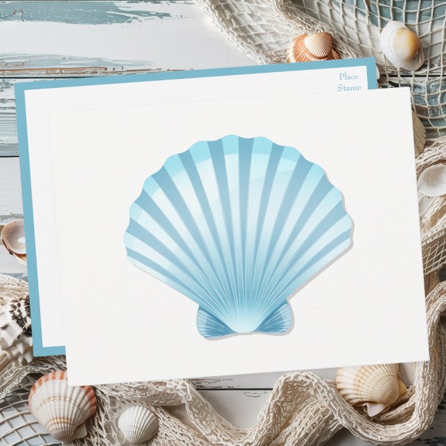 Nautical Muschel Beach Wedding Hallo Denken Sie an Einladungspostkarte (Von Creator hochgeladen)