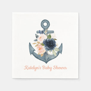 Nautical Napkin mit Blumenanker Serviette