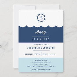 Nautical Navy Ahoy Es ist eine junge moderne Babyd Einladung