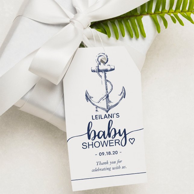 Nautical Navy Anchor Baby Dusche Vielen Dank Geschenkanhänger (Von Creator hochgeladen)