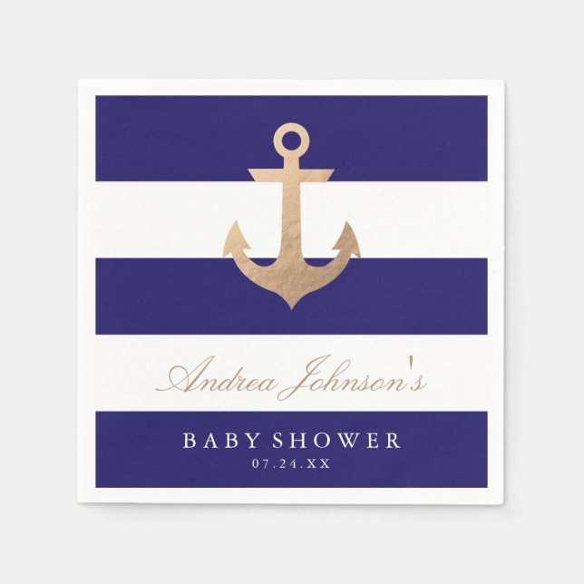 Nautical Navy Babydusche Serviette (Vorderseite)